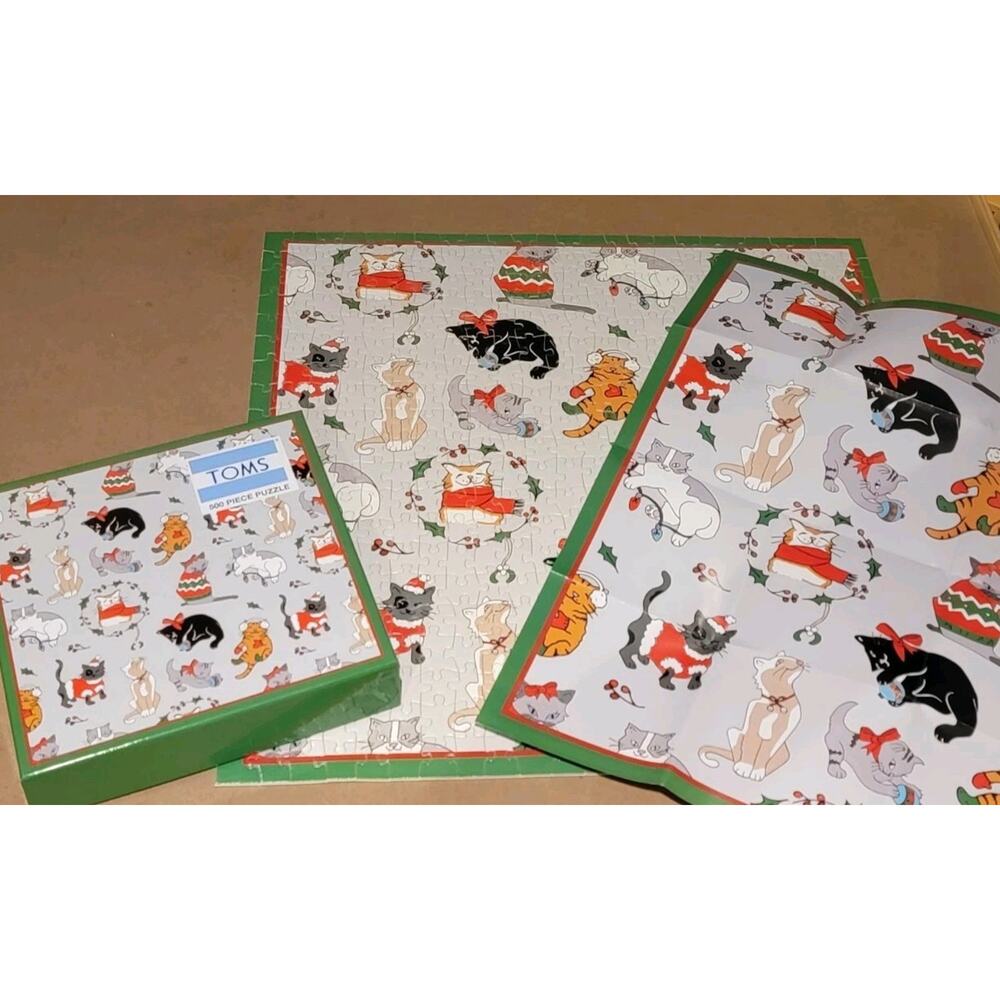TOMS Holiday Cats Puzzle 500 Piece Kitty Lovers Kitties Christmas Kittens